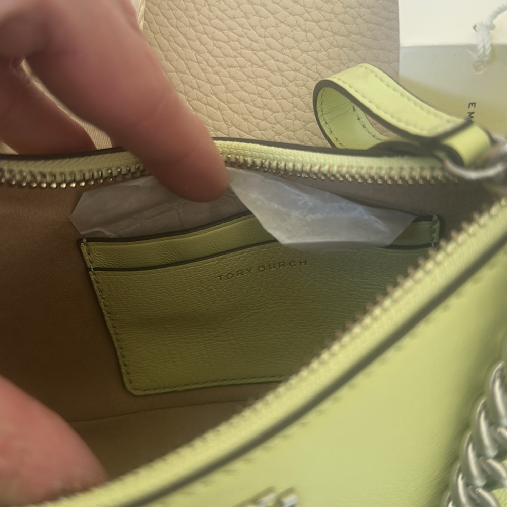 Tory Burch NWT Small Mercer Crescent Shoulder Bag convertible strap Lime Sorbet - Picture 12 of 14